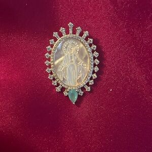 Stainless Steel and Cubit Zirconia Virgin Mary Pendant